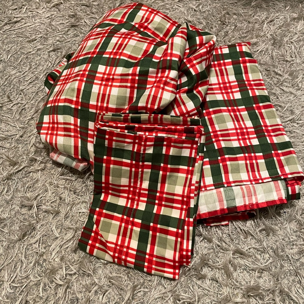 Plaid Bedding Sheet Set - Red, Green, and White